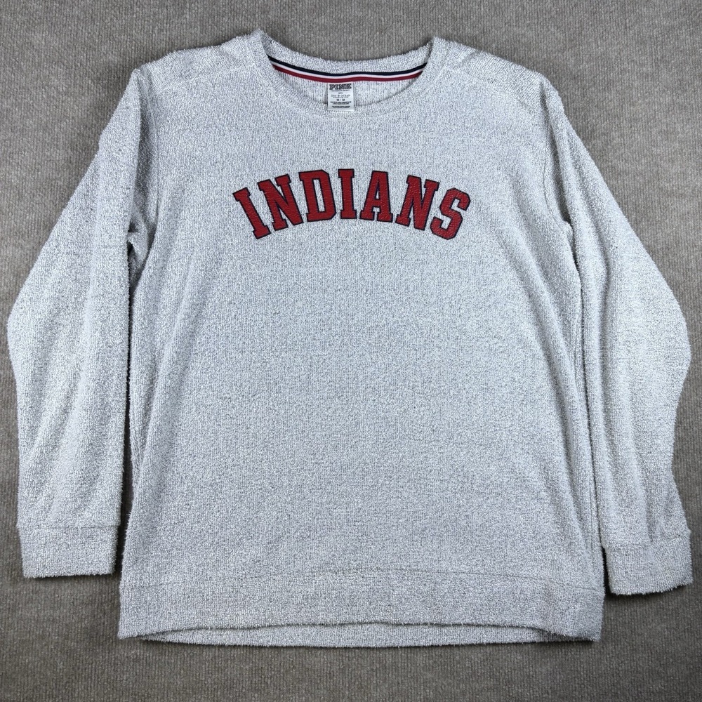 PINK Victoria's Secret Indiana Indians Gray Terry Crewneck Sweatshirt M